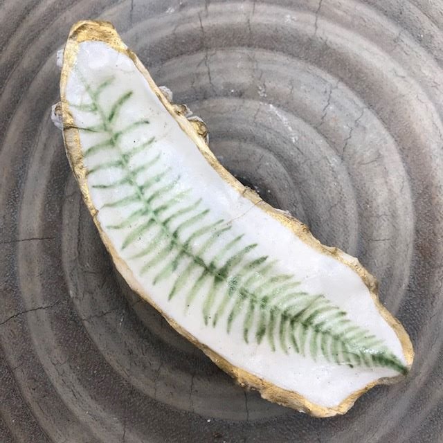 ***SOLD***Hood Canal Seashell - Oyster with 18k Gold Trim - Carrie Goller