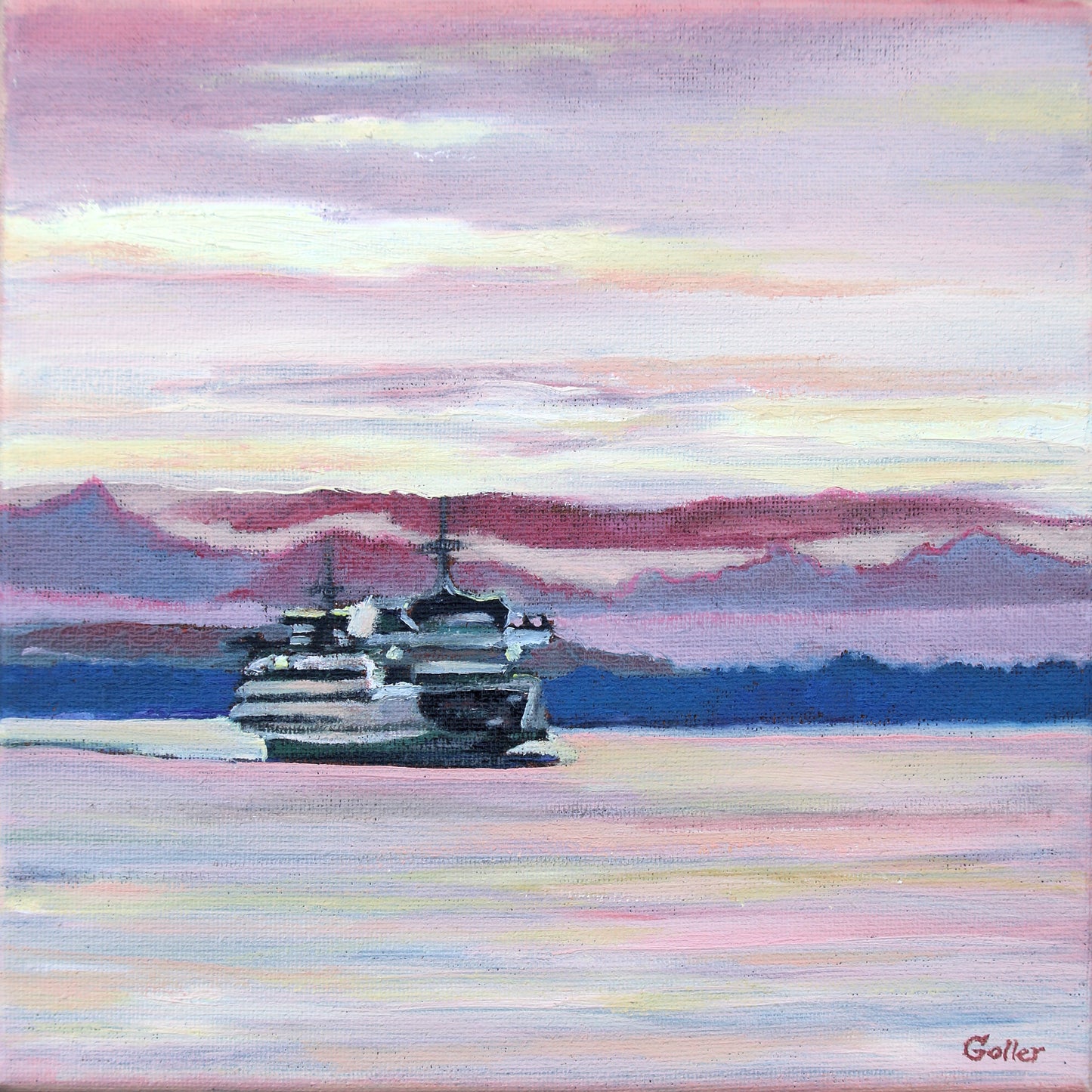 CARRIE GOLLER PRINTS - SEA, CITY, LANDSCAPES - Ferry Sunset