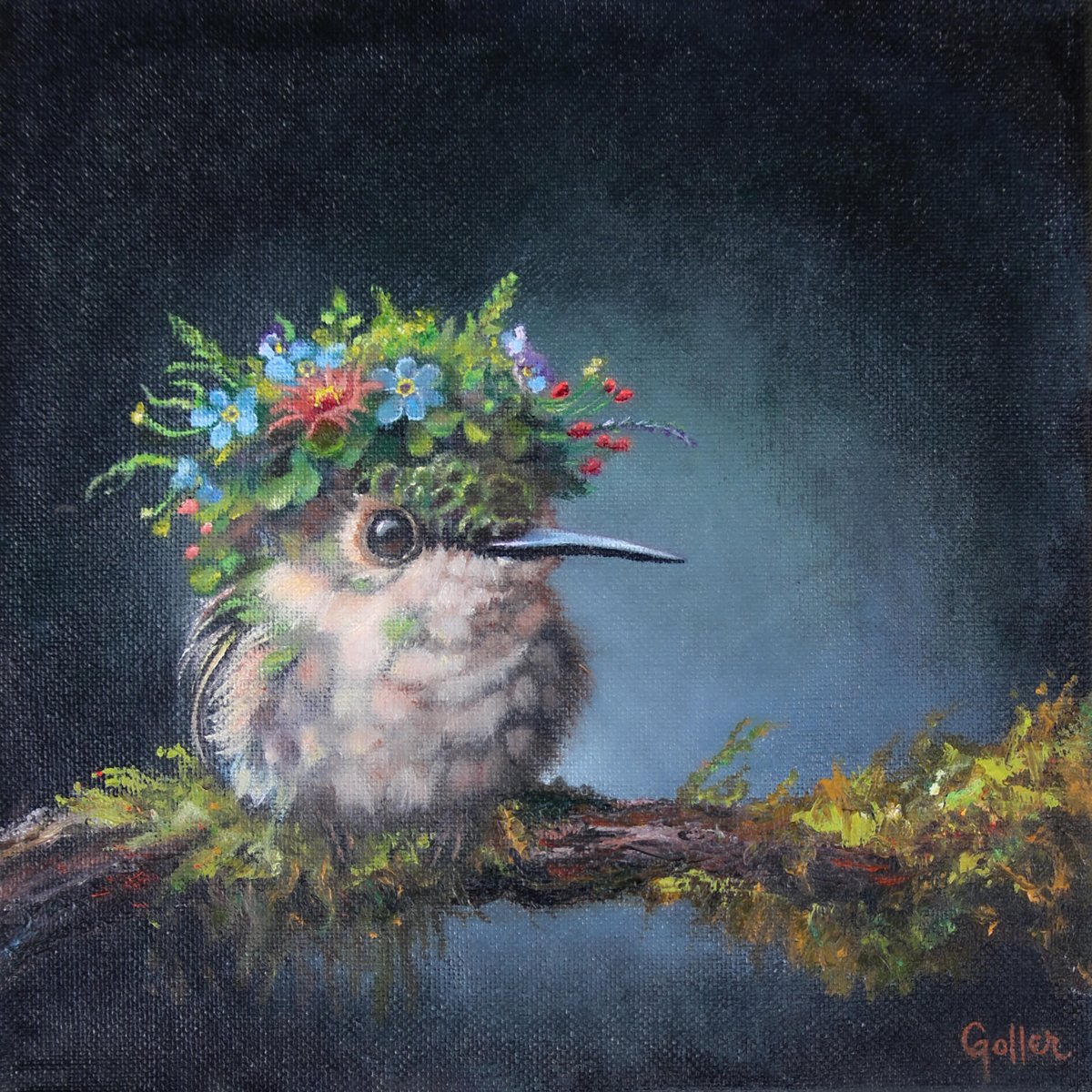 ***SOLD*** CARRIE GOLLER - Fiona (Floriferous Collection) Oil 8x8 (framed) ***At Jones & Terwilliger Galleries, Carmel, CA please inquire at (831) 626-9100***