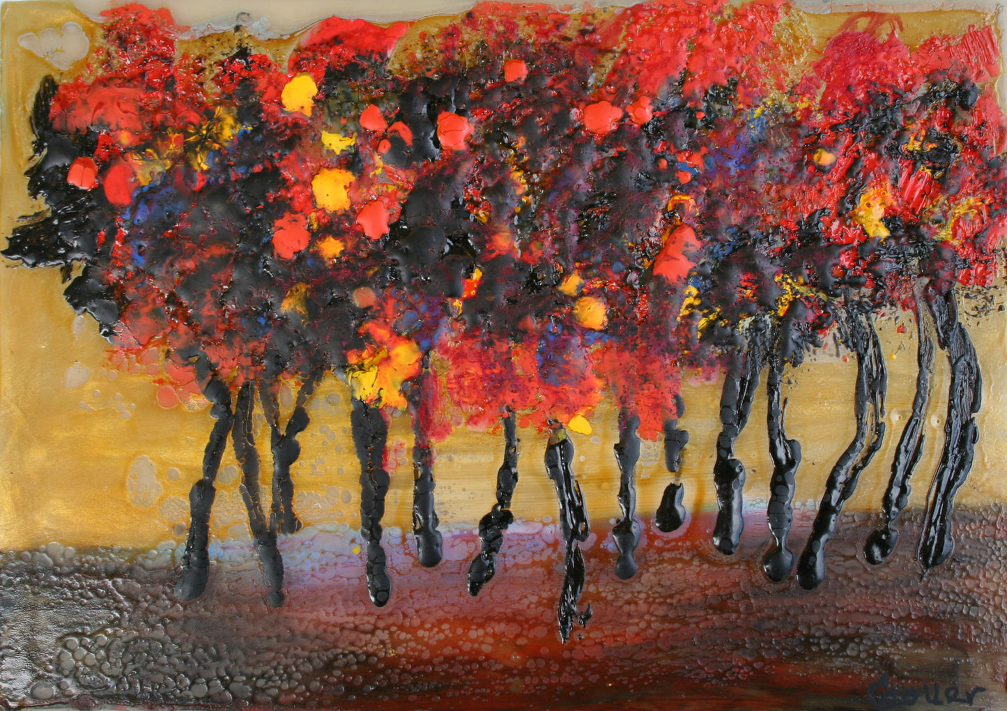 ***SOLD*** Dunes II - Encaustic/Mixed Media - 5x5