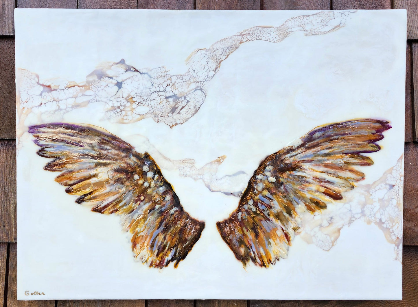 Carrie Goller - Flight II, Encaustic/Mixed Media 18x24