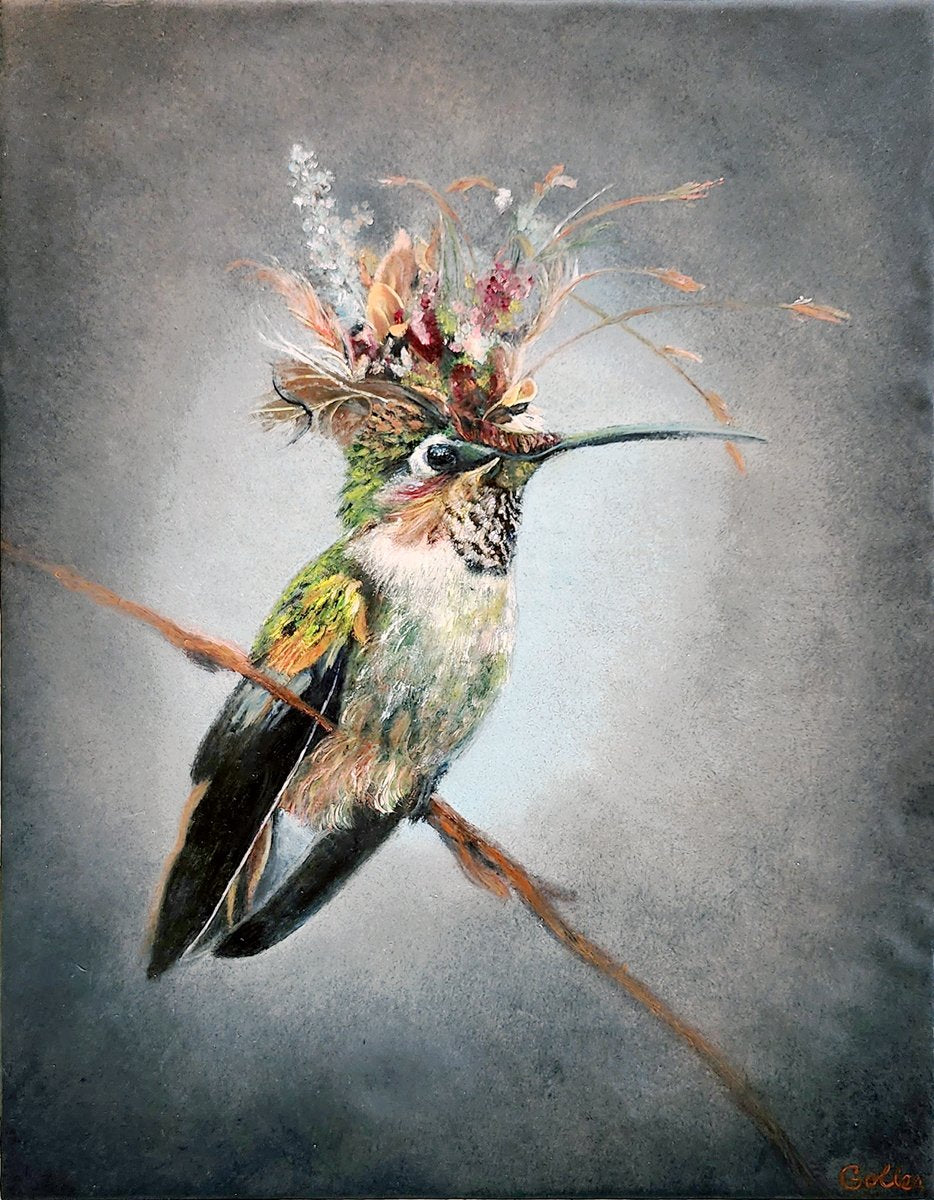 Prints available, original ***SOLD*** CARRIE GOLLER - Floral Serenade, Oil/Encaustic 14X11