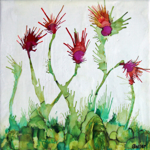 ***SOLD*** CARRIE GOLLER - Floratanical II, encaustic/mixed media  10X10