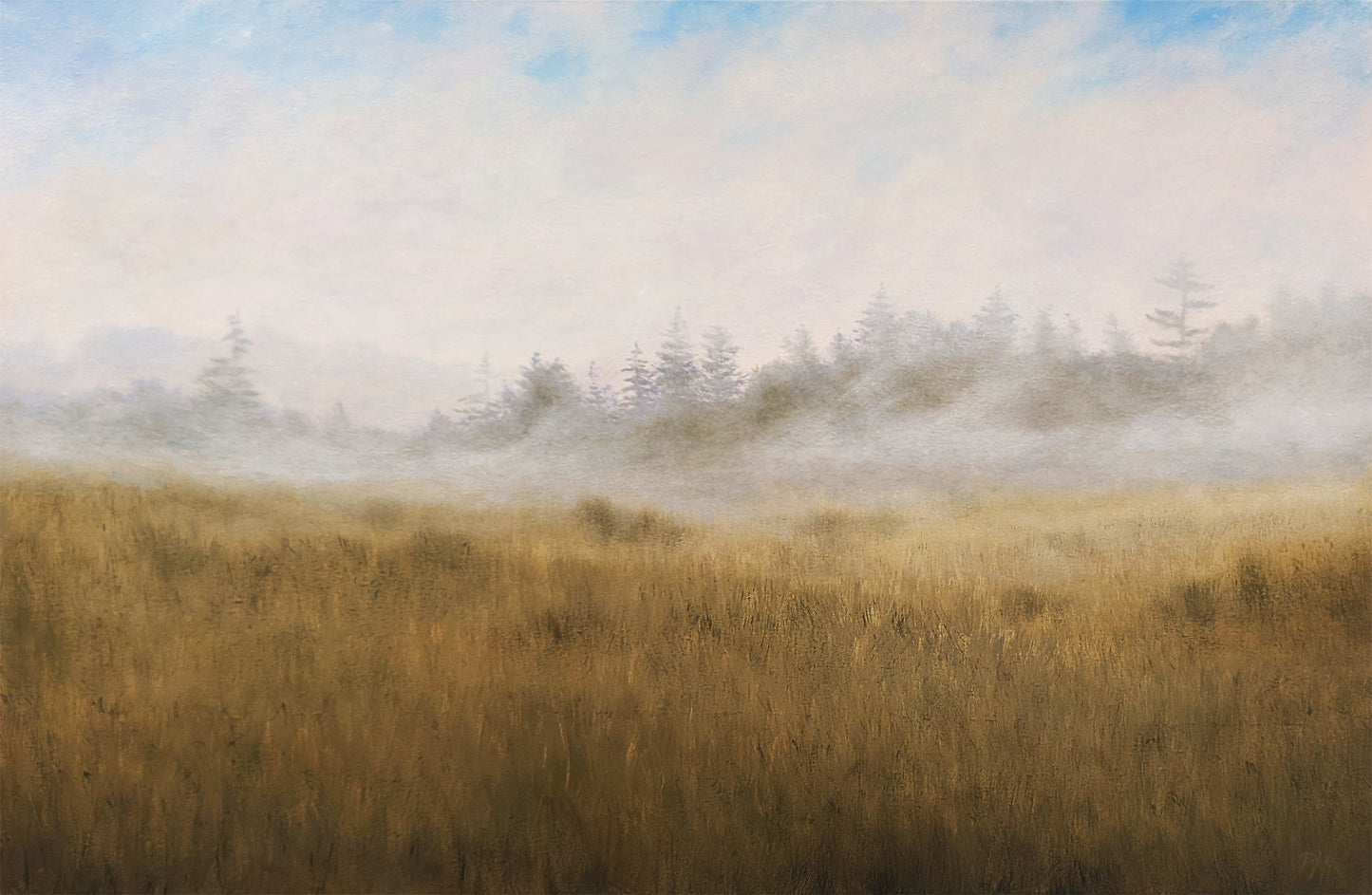 TIM PFEIFFER - Foggy Start at Dungeness National Wildlife Refuge, oil on canvas, 24x36 (framed)