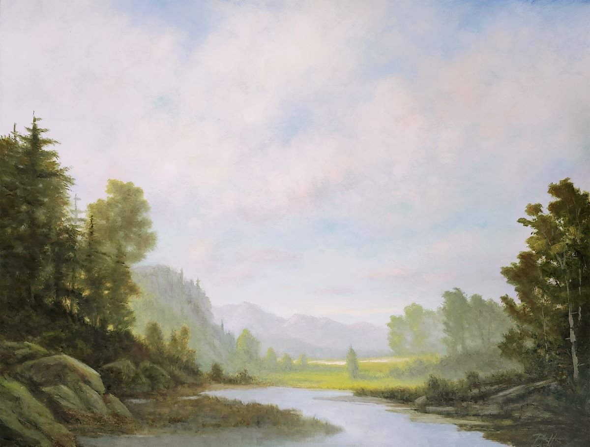 TIM PFEIFFER - Fresh Air, oil on 1.5" deep gallery wrap canvas, 18 x 24 (framed)