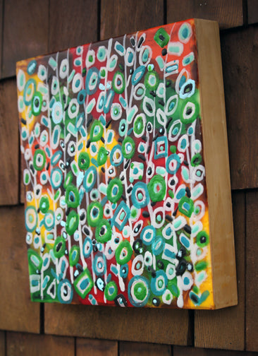 ***SOLD***Carrie Goller - Garden Party III, Encaustic 12x12