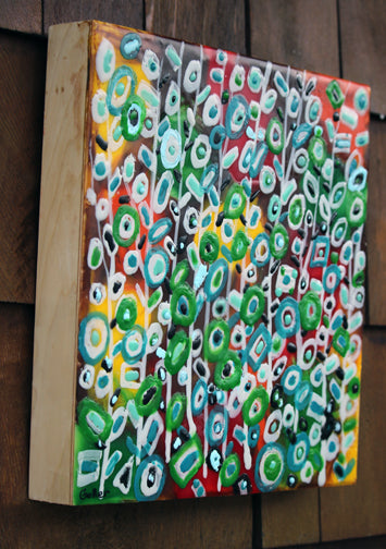 ***SOLD***Carrie Goller - Garden Party III, Encaustic 12x12