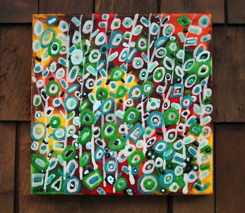 ***SOLD***Carrie Goller - Garden Party III, Encaustic 12x12