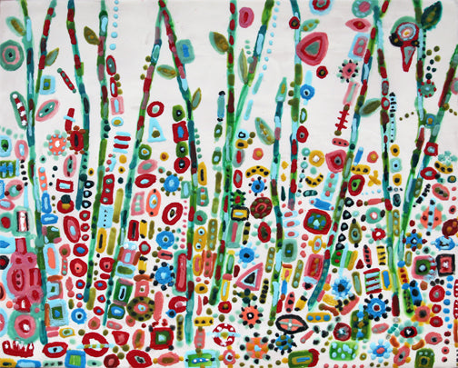 Prints available, original ***SOLD*** Carrie Goller - Garden Party V, Encaustic 16x20