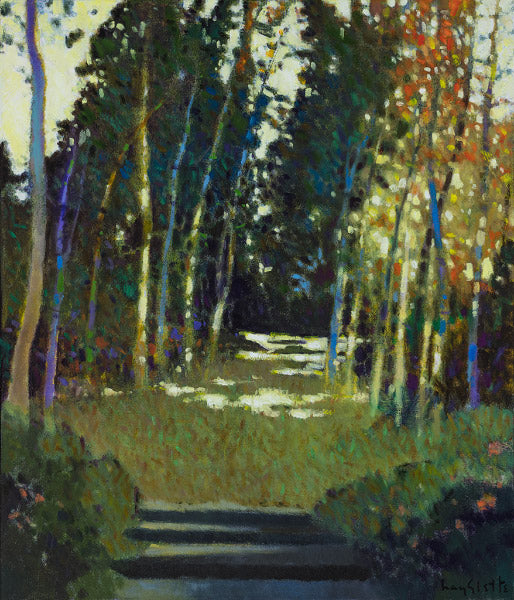 Prints Available ***SOLD*** MAX HAYSLETTE - Garden Allée (HMOC 1468, Oil & Mixed Media 20x28)