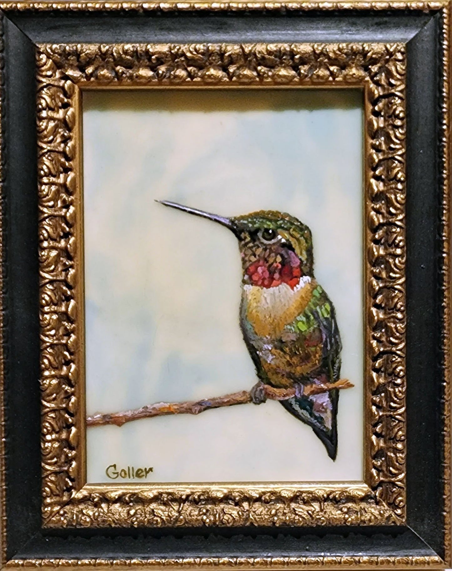 Prints available, original ***SOLD** Carrie Goller - Garnet, Oil/Encaustic 3.5x5 Framed