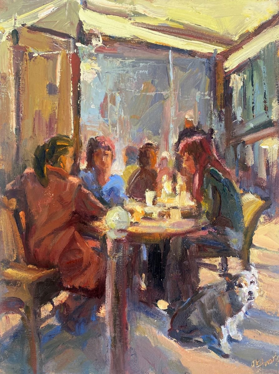 ***SOLD*** JEANNE EDWARDS - Getting Late, oil on panel, 12x9 (framed)
