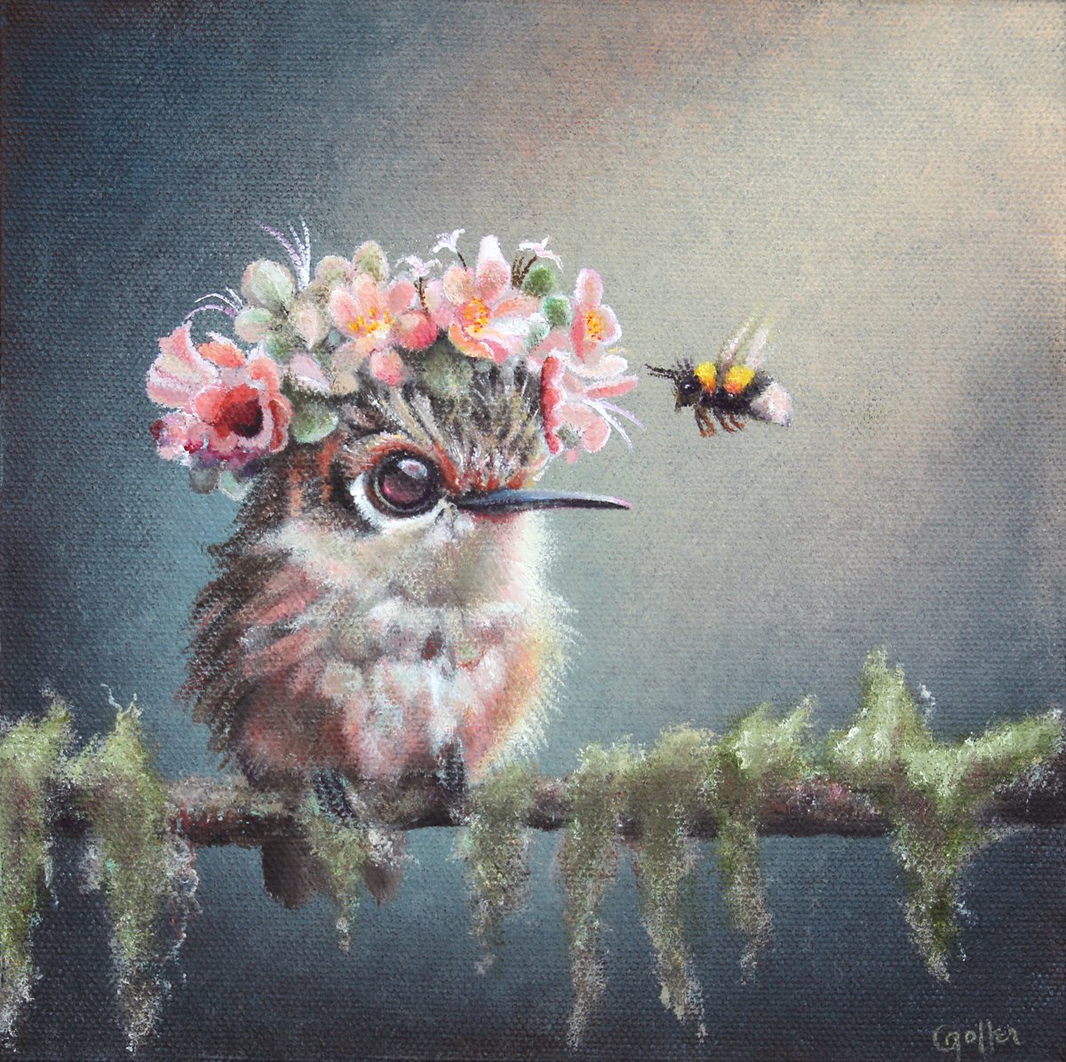***SOLD*** CARRIE GOLLER - Gidget (Floriferous Collection) Oil 8x8 (framed) ***At Jones & Terwilliger Galleries, Carmel, CA please inquire at (831) 626-9100***