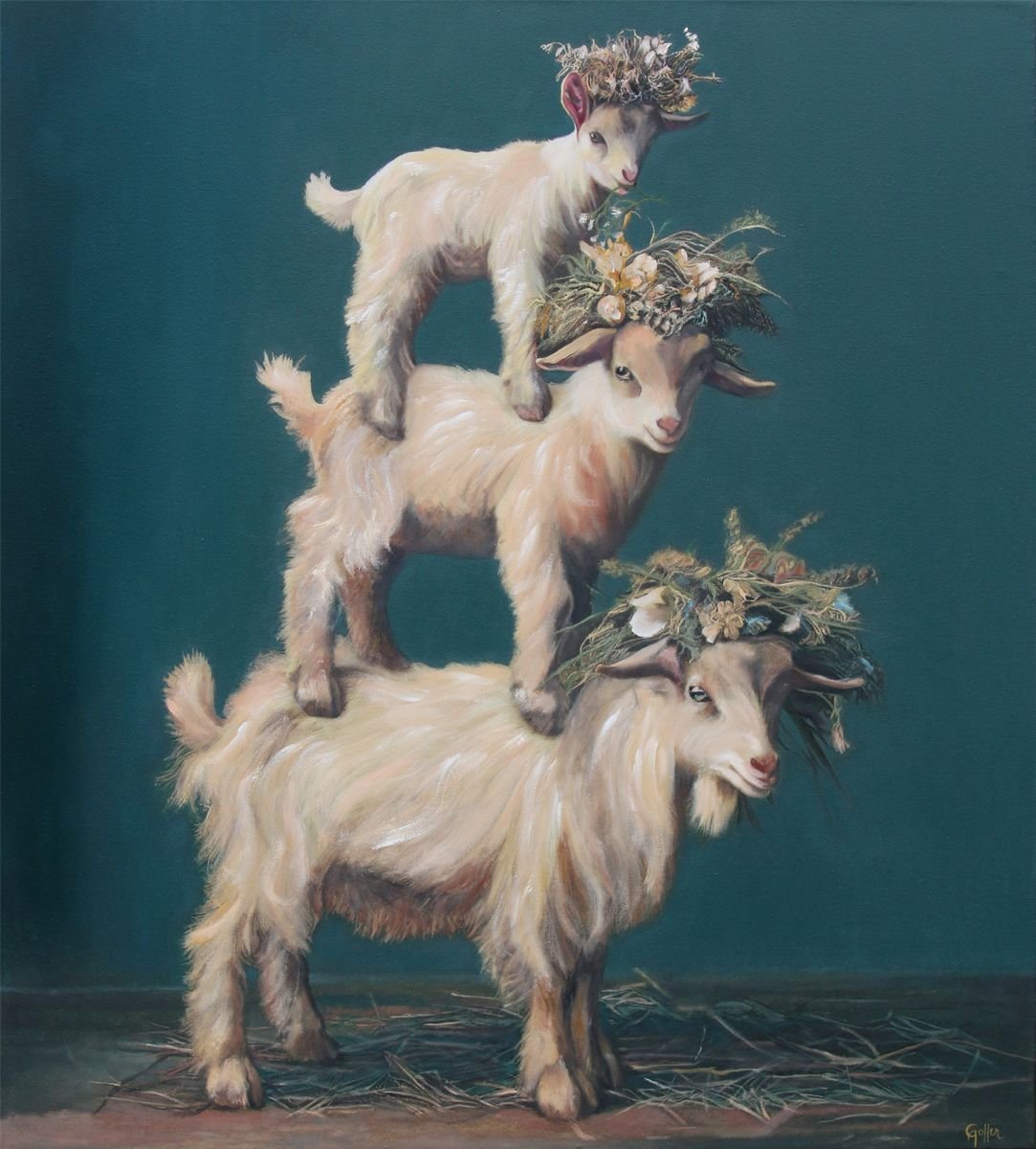 CARRIE GOLLER - Goatstack (Floriferous Series) Print, Original size 40x36
