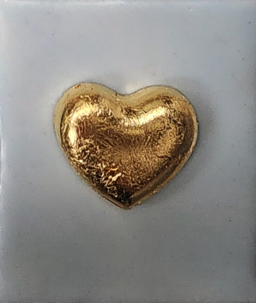 Carrie Goller - Gold Heart on Pale Ice Blue, encaustic 4x3.5