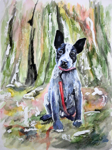 Prints available, original ***SOLD*** Carrie Goller - Goose, original watercolor 12x9 custom dog portrait