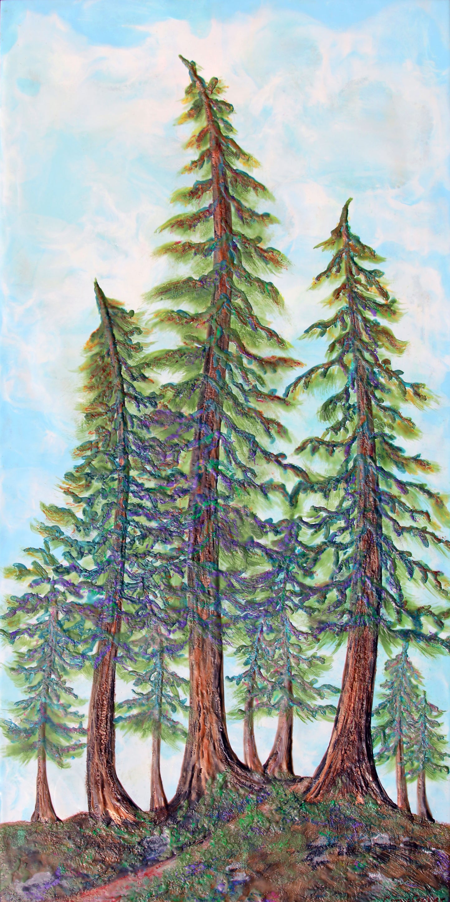 Prints available, original***SOLD***Grand Forest - Encaustic/Mixed Media 48x24