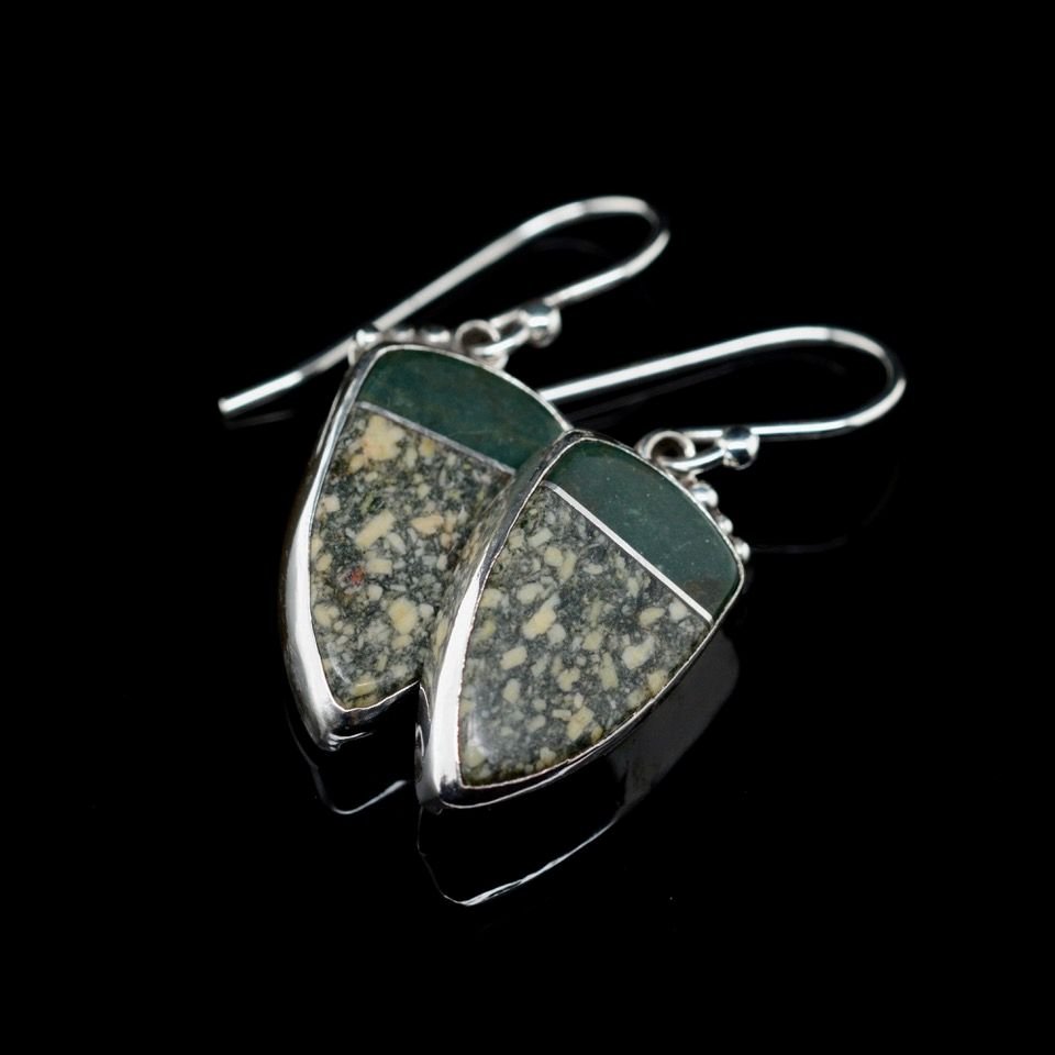 Jody Lyle - Green Intarsia Beach Rock Earrings