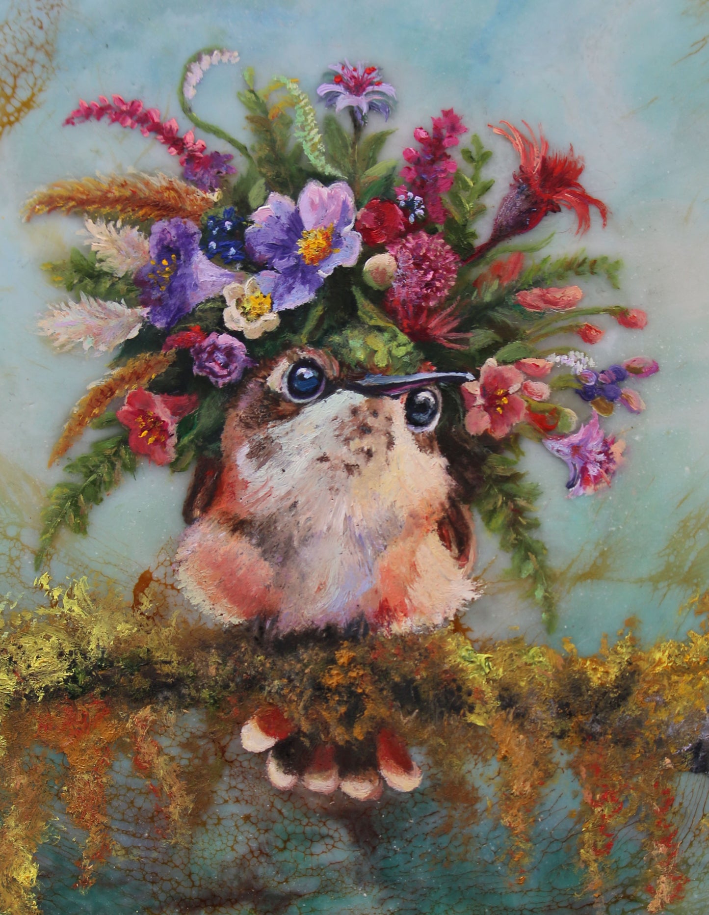 CARRIE GOLLER - Gretchen (Floriferous Collection, Hummingbird) Print, Original size 8x8