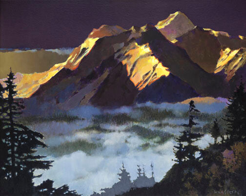Prints available, original ***SOLD*** MAX HAYSLETTE - Morning Mist No.2 (HMAC 1735) acrylic, 24x30