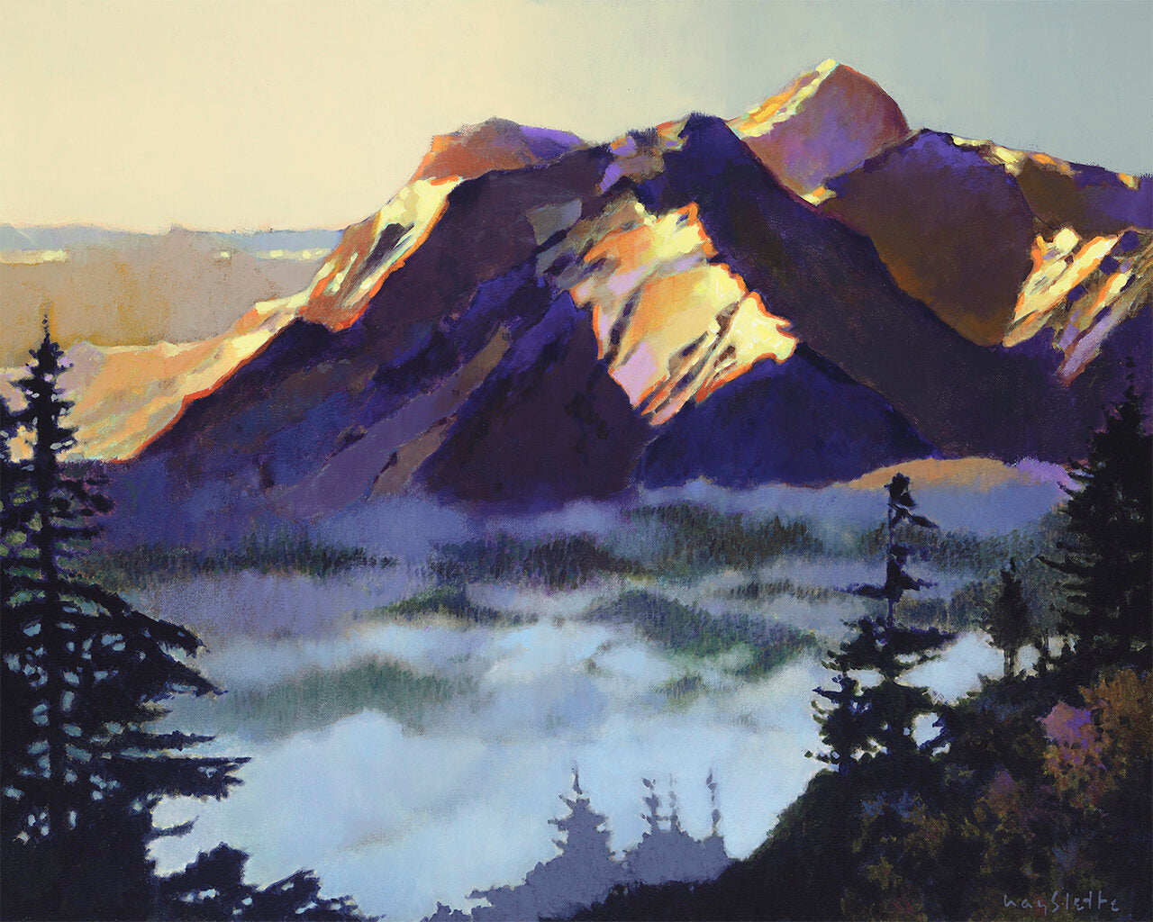 Prints available, original ***SOLD*** MAX HAYSLETTE - Morning Mist No.2 (HMAC 1735r) acrylic, 24x30