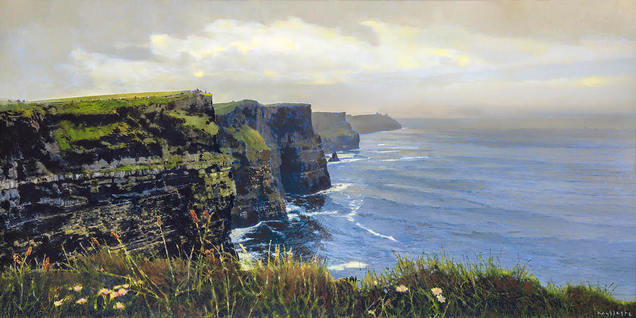 Prints available, original ***SOLD*** MAX HAYSLETTE - Yvette's Ireland, acrylic, 24x48