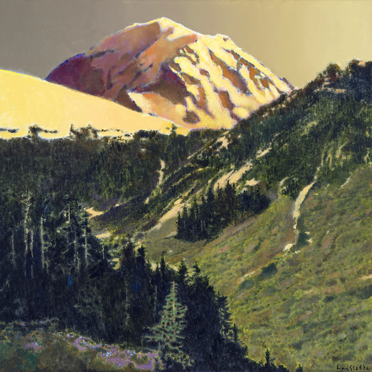 Prints available, original ***SOLD*** MAX HAYSLETTE - Springtime on Rainier 30x30 (HMAC 1797)