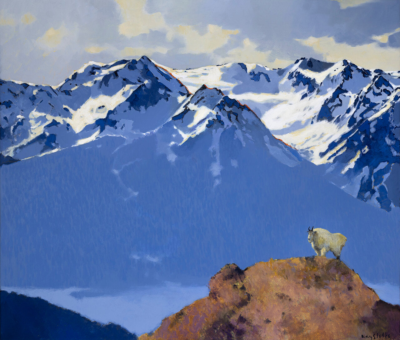 Prints available, original ***SOLD*** MAX HAYSLETTE - OLYMPIC HIGH MEADOW, acrylic 34X40 (HMAC 1821)