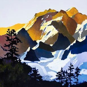 Prints available, original ***SOLD*** MAX HAYSLETTE - Olympic Sunrise, 24x24 HMAC 1916