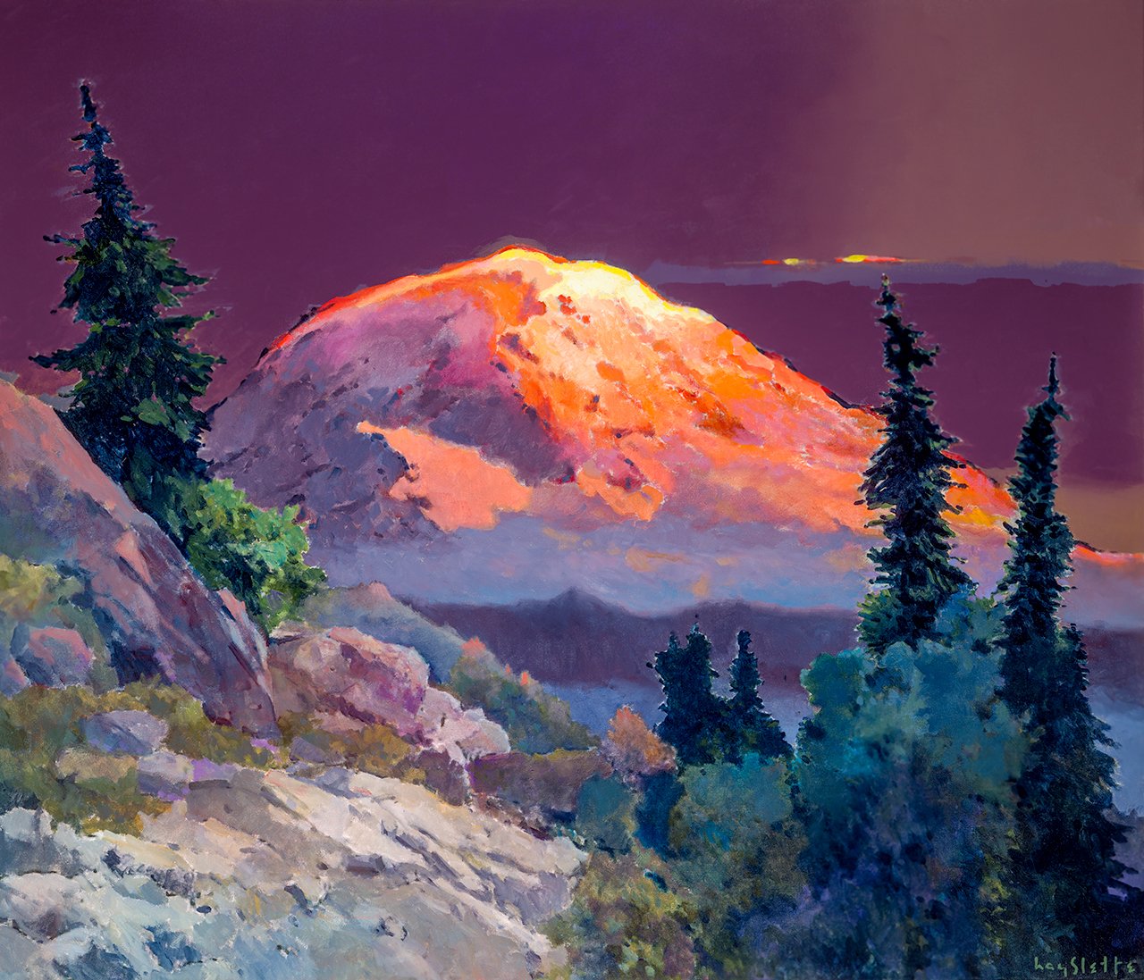 Prints available, original ***SOLD*** MAX HAYSLETTE - Rainier in Gold 36X42, HMAC 1938