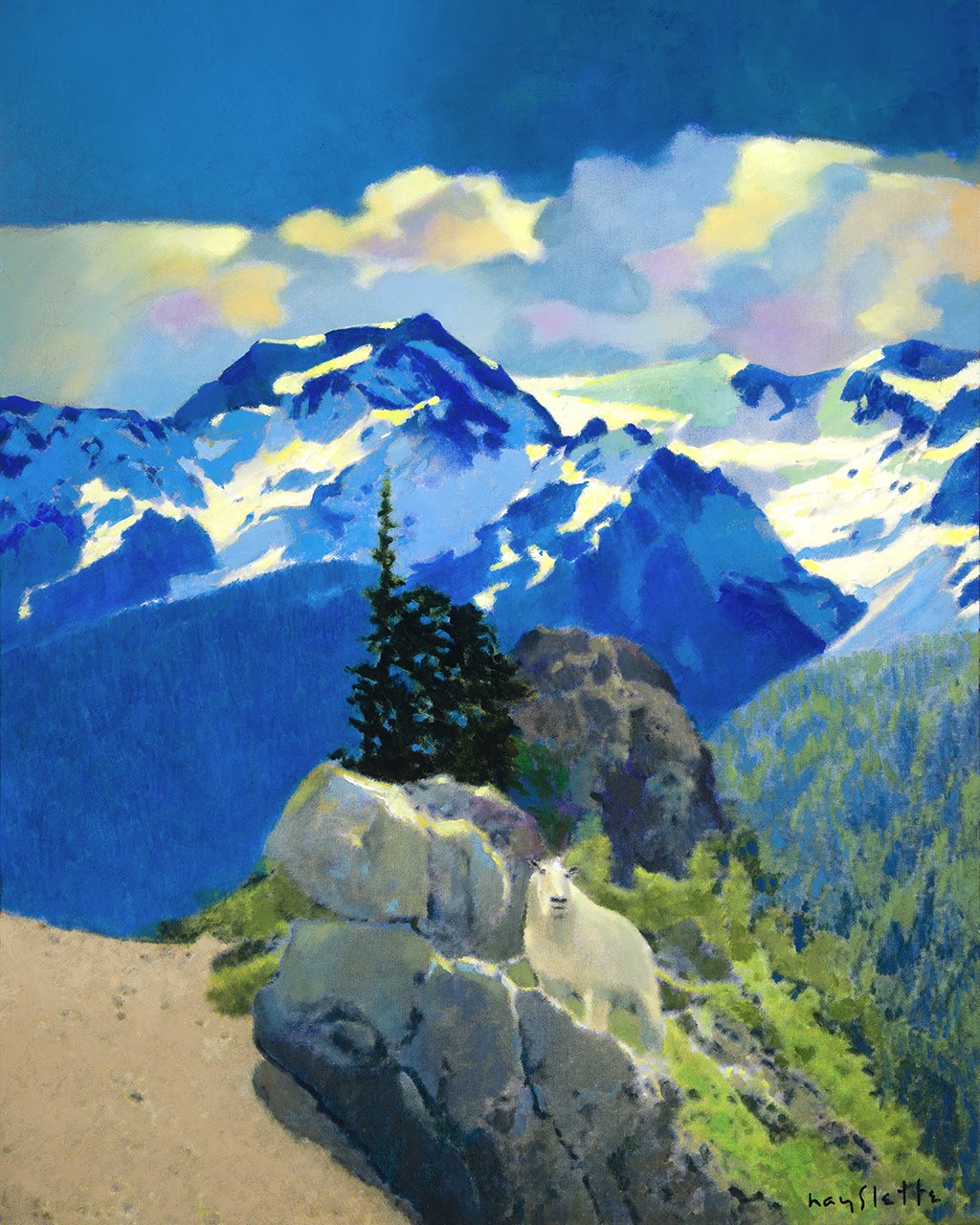 Prints available, original ***SOLD*** MAX HAYSLETTE - Study - Olympus Summer 30X24, HMAC 1955