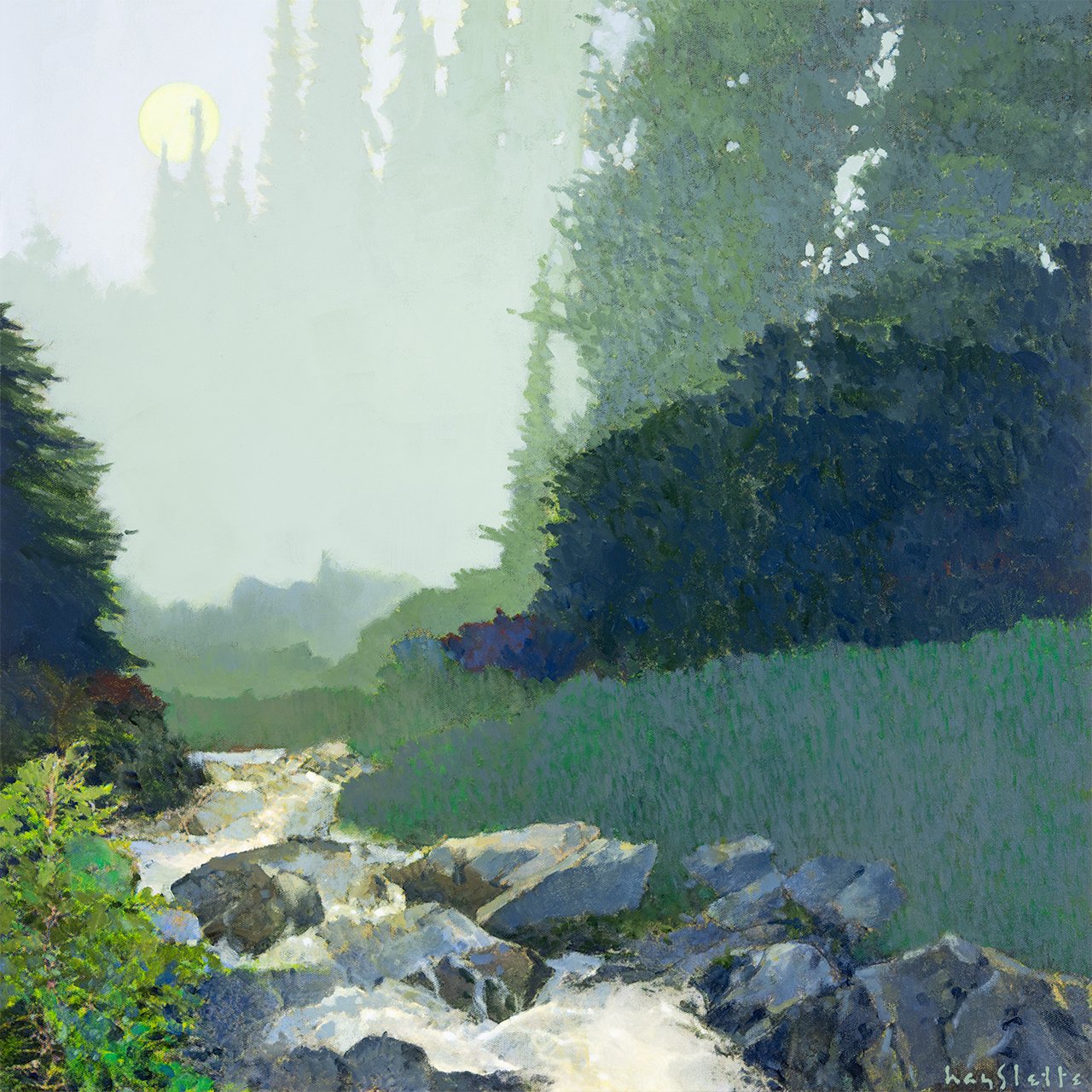 Prints available, original ***SOLD*** MAX HAYSLETTE - Sun and Fog, 24x24 HMAC 1961