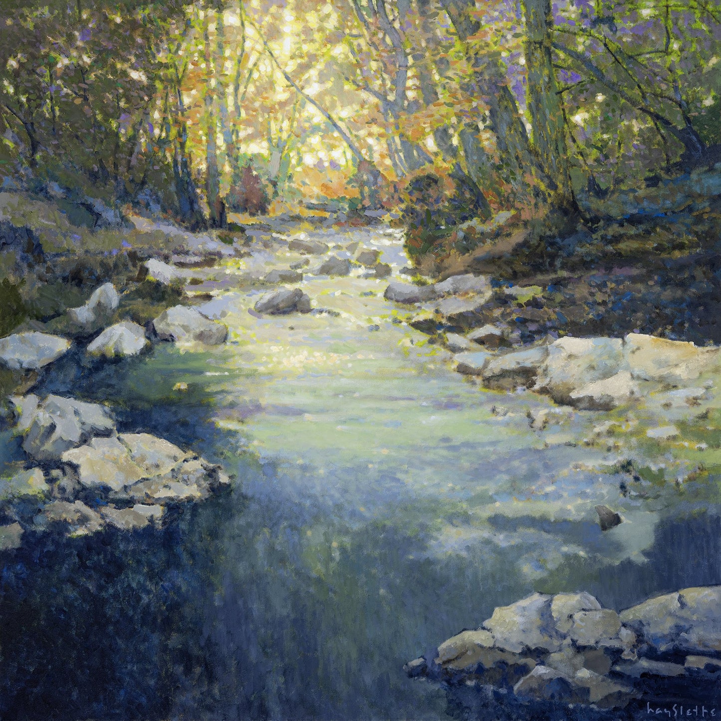 ***SOLD*** MAX HAYSLETTE - Morning on Beaver Creek No. 2, 36X36 HMAC 1973