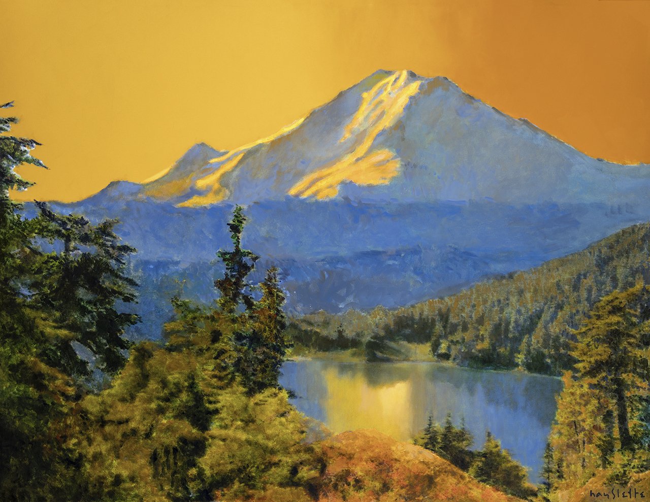 Prints available, original ***SOLD*** MAX HAYSLETTE - Rainier and the Tipsoo No. 4, HMAC 1978, 34x44