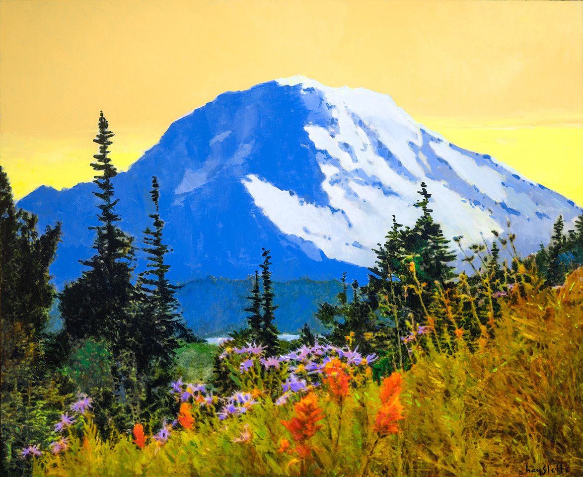 Prints available, original ***SOLD*** MAX HAYSLETTE - Evening Music in Blue, HMAC 2003, 36X44