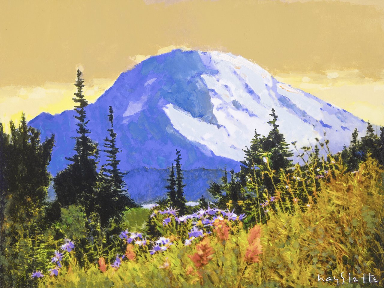 Prints available, original ***SOLD*** MAX HAYSLETTE - Evening Music in Blue 12X16, HMAC 2046