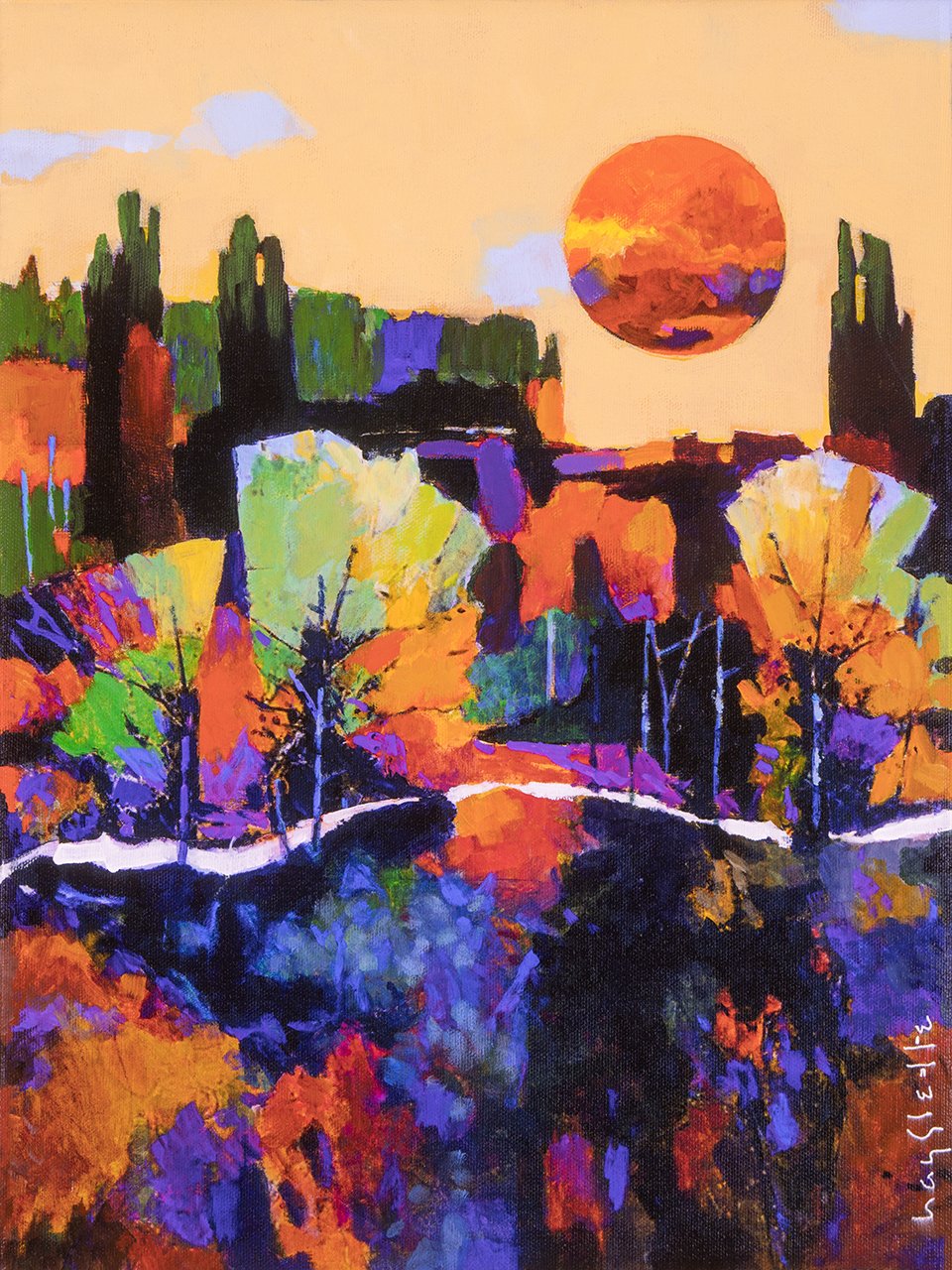 Prints available, original ***SOLD*** MAX HAYSLETTE - Olympus Sun Study No. 4, HMAC 2047, 16x12