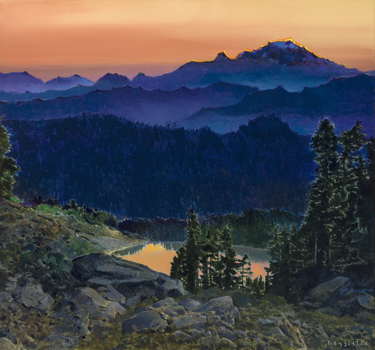 Prints available, original ***SOLD*** MAX HAYSLETTE - Lake of the Angels, 28x30 HMAC 1945