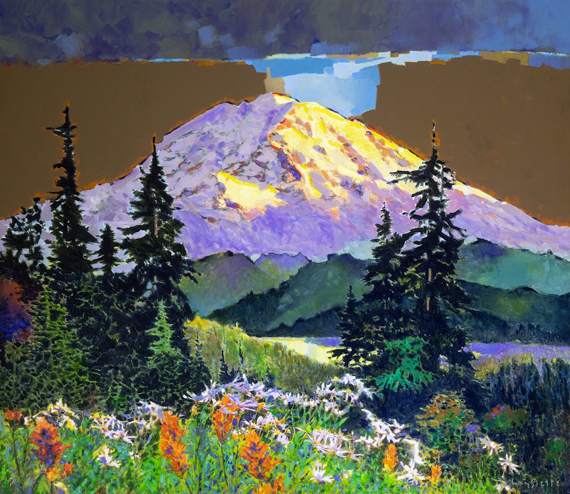 Prints available, original ***SOLD*** MAX HAYSLETTE - Rainier and the High Meadow No. 3, 38x44, HMAC 2037