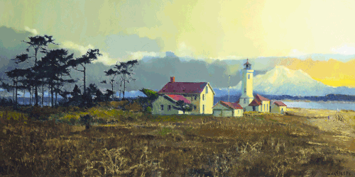 MAX HAYSLETTE PRINTS - FORT WORDEN SUNRISE (HMLE 1719 ) original oil, 20x40