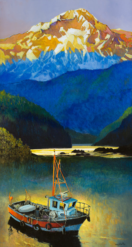 Prints available, original SOLD: MAX HAYSLETTE - Last Light II, oil 56x30