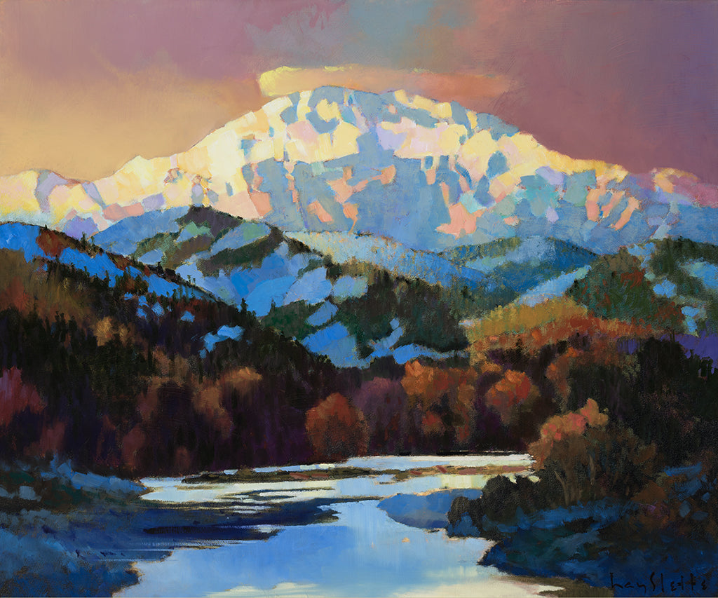 Prints Available ***SOLD*** MAX HAYSLETTE - Snow in the Foothills (HMOC 1404) - oil & mixed media 20x24