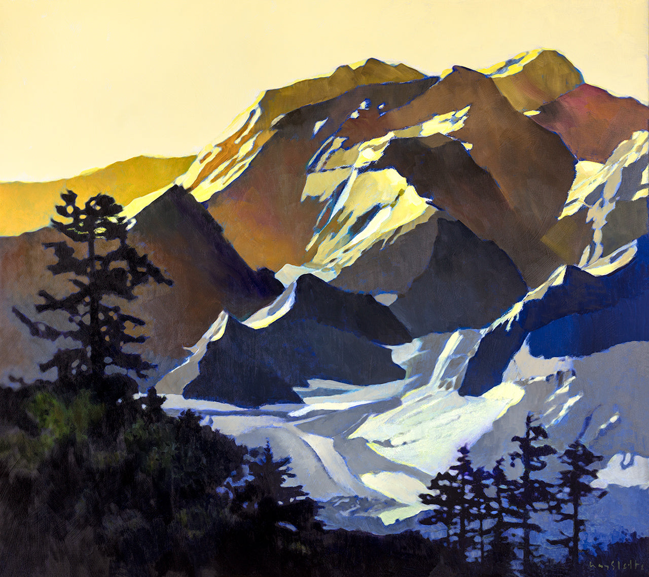 Prints available, original ***SOLD*** MAX HAYSLETTE - Olympus Sunrise No. 3, 32x36, Oil & Mixed Media (HMOC 1570-B)