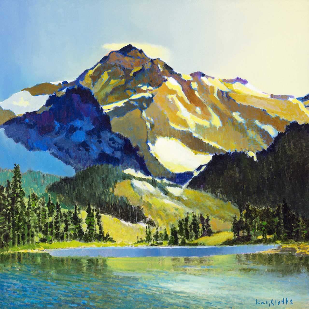 Prints available, original ***SOLD*** MAX HAYSLETTE - Hill and Valley No. 3 (HMOC 1605b) oil & mixed media, 24x24