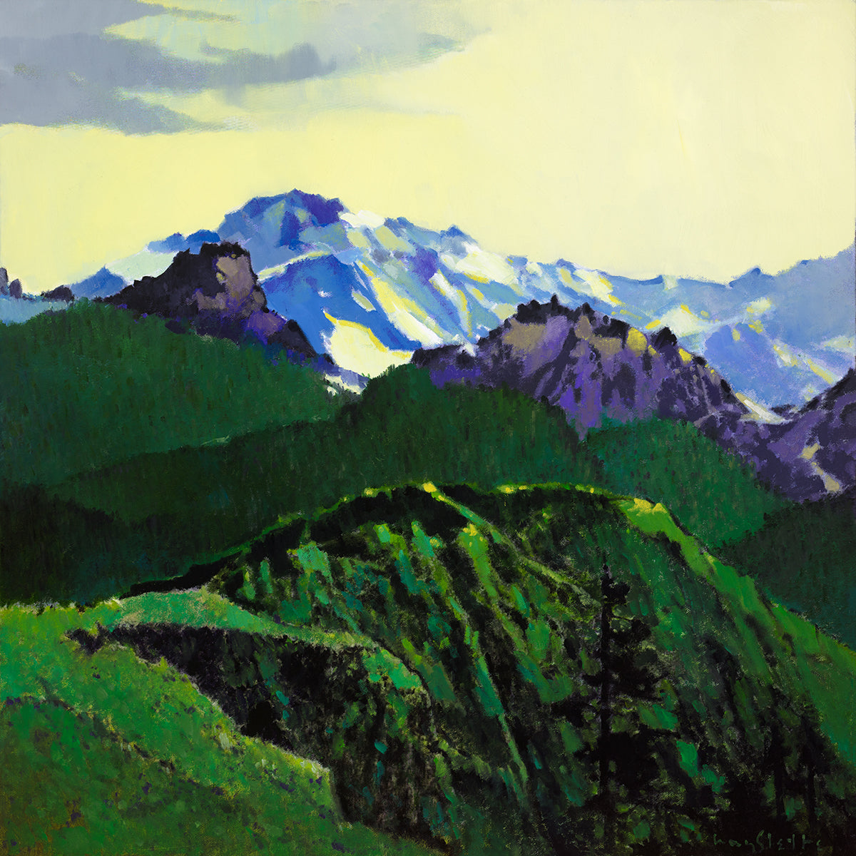 Prints available, original ***SOLD*** MAX HAYSLETTE - Hill and Valley No. 2, 24x24, Oil & Mixed Media (HMOC 1607)