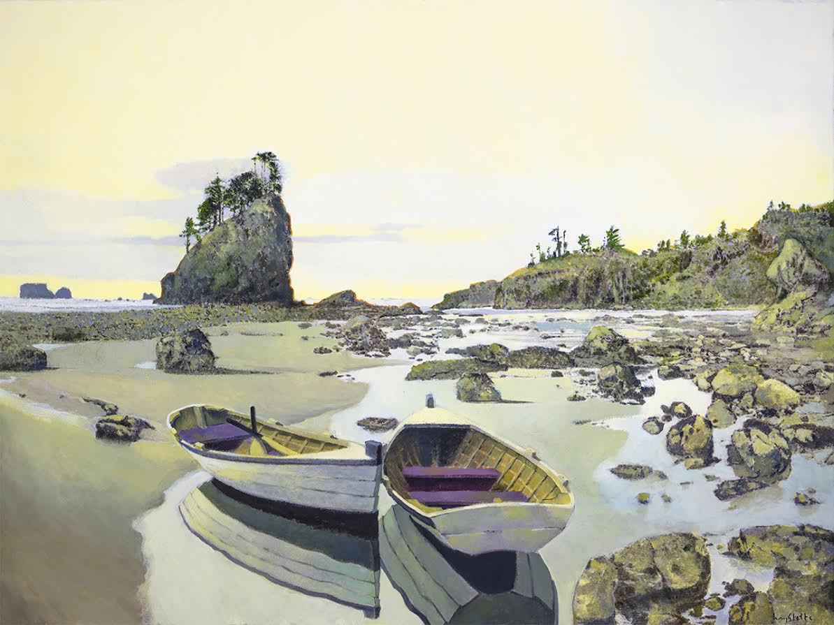 Prints available, original ***SOLD*** - Max Hayslette, Rendezvous 36X480 Oil & Mixed Media (HMOC 1613)
