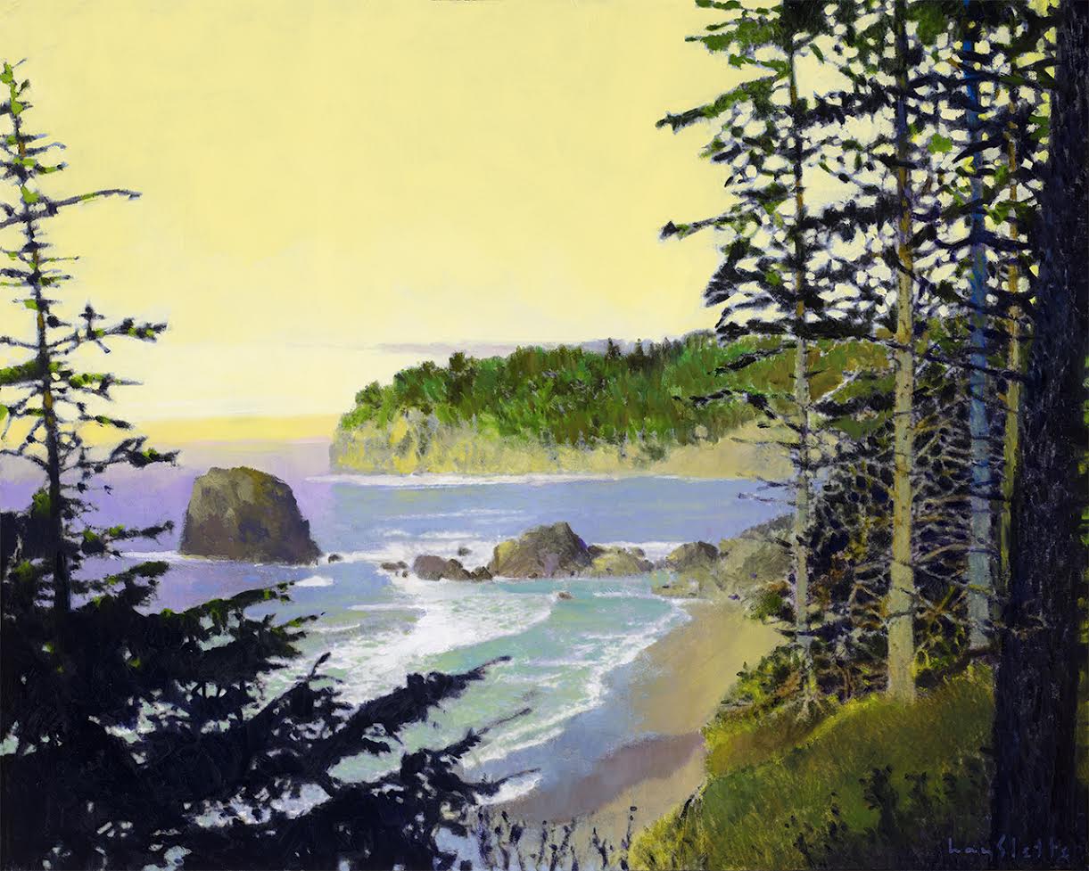 Prints available, original ***SOLD*** MAX HAYSLETTE - Olympic Peninsula, 24x30, Oil and Mixed Media (HMOC 1618)