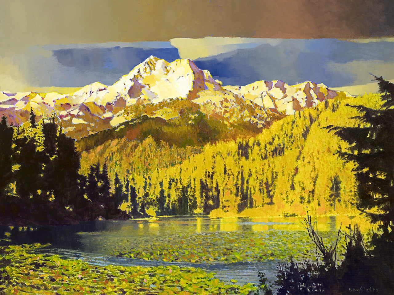 Prints available, original ***SOLD*** MAX HAYSLETTE - The Brothers in Gold No. 2 (HMOC 1646), Oil & Mixed Media 30x40