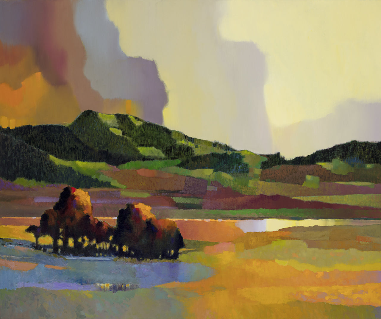 Prints available, original ***SOLD*** MAX HAYSLETTE - Olympic Rain Shadow (HMOC 1661) Oil and Mixed Media, 38x44