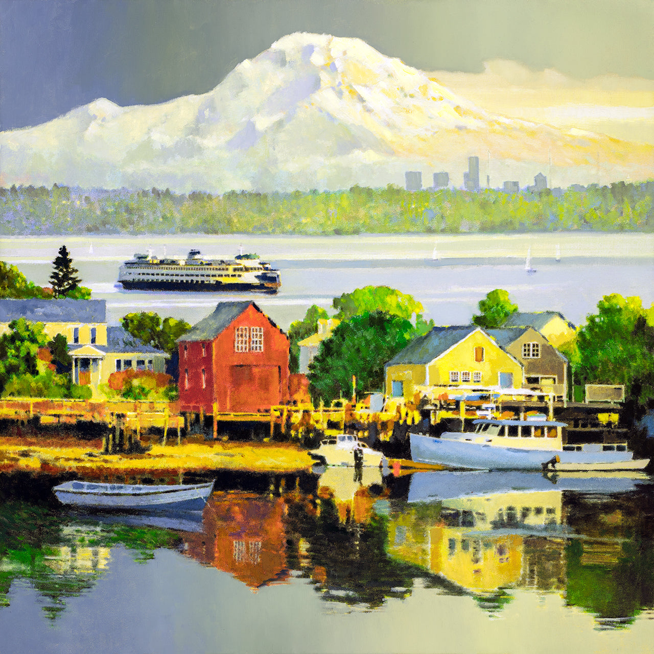 Prints available, original ***SOLD*** The Mountain No. 2, oil & mixed media 24x24 HMOC 1665